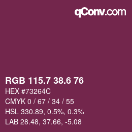 カラーコード: RGB 115.7 38.6 76 | qconv.com