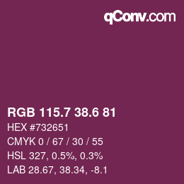 カラーコード: RGB 115.7 38.6 81 | qconv.com