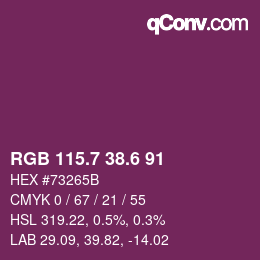 カラーコード: RGB 115.7 38.6 91 | qconv.com
