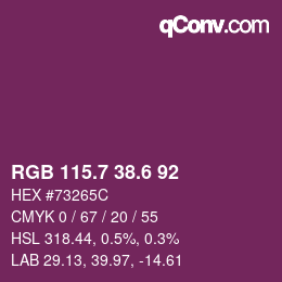 カラーコード: RGB 115.7 38.6 92 | qconv.com