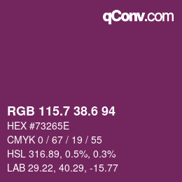カラーコード: RGB 115.7 38.6 94 | qconv.com