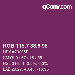 カラーコード: RGB 115.7 38.6 95 | qconv.com