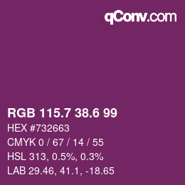カラーコード: RGB 115.7 38.6 99 | qconv.com