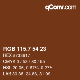 カラーコード: RGB 115.7 54 23 | qconv.com