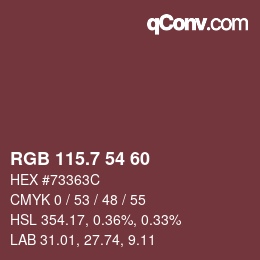 カラーコード: RGB 115.7 54 60 | qconv.com