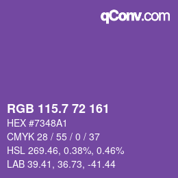 カラーコード: RGB 115.7 72 161 | qconv.com