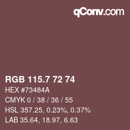 カラーコード: RGB 115.7 72 74 | qconv.com