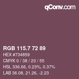 カラーコード: RGB 115.7 72 89 | qconv.com