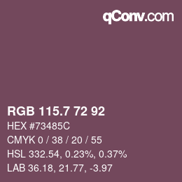 カラーコード: RGB 115.7 72 92 | qconv.com