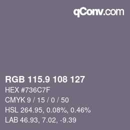 カラーコード: RGB 115.9 108 127 | qconv.com