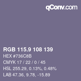 Color code: RGB 115.9 108 139 | qconv.com