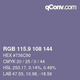 カラーコード: RGB 115.9 108 144 | qconv.com