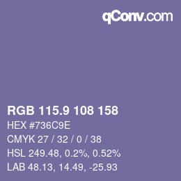 カラーコード: RGB 115.9 108 158 | qconv.com