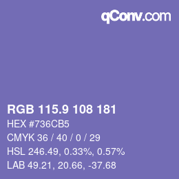 カラーコード: RGB 115.9 108 181 | qconv.com