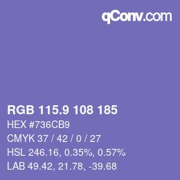 カラーコード: RGB 115.9 108 185 | qconv.com