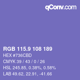 カラーコード: RGB 115.9 108 189 | qconv.com