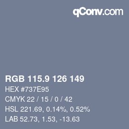 Color code: RGB 115.9 126 149 | qconv.com