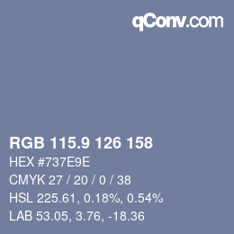Color code: RGB 115.9 126 158 | qconv.com