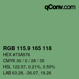 カラーコード: RGB 115.9 165 118 | qconv.com