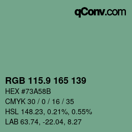 カラーコード: RGB 115.9 165 139 | qconv.com