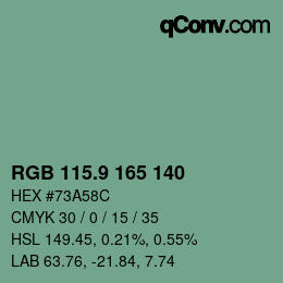 カラーコード: RGB 115.9 165 140 | qconv.com