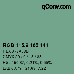 カラーコード: RGB 115.9 165 141 | qconv.com