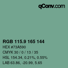 カラーコード: RGB 115.9 165 144 | qconv.com