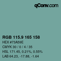 カラーコード: RGB 115.9 165 158 | qconv.com