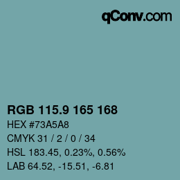 カラーコード: RGB 115.9 165 168 | qconv.com