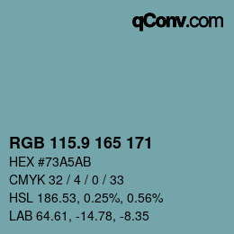 カラーコード: RGB 115.9 165 171 | qconv.com