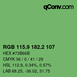 カラーコード: RGB 115.9 182.2 107 | qconv.com