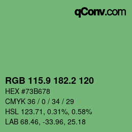 カラーコード: RGB 115.9 182.2 120 | qconv.com
