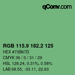 カラーコード: RGB 115.9 182.2 125 | qconv.com