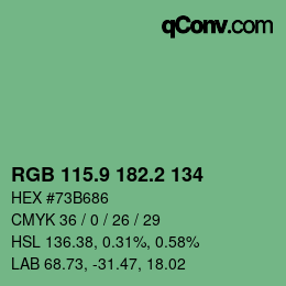 カラーコード: RGB 115.9 182.2 134 | qconv.com