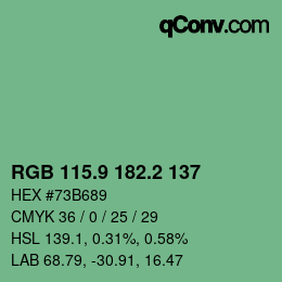 カラーコード: RGB 115.9 182.2 137 | qconv.com