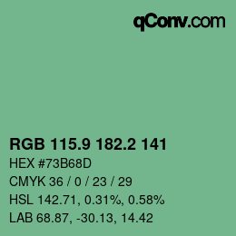 カラーコード: RGB 115.9 182.2 141 | qconv.com