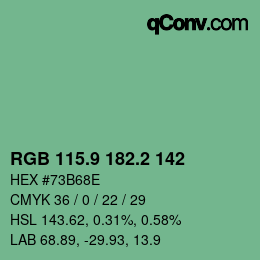 カラーコード: RGB 115.9 182.2 142 | qconv.com