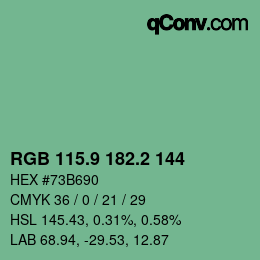 カラーコード: RGB 115.9 182.2 144 | qconv.com