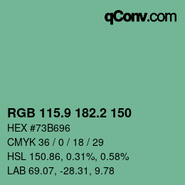 カラーコード: RGB 115.9 182.2 150 | qconv.com