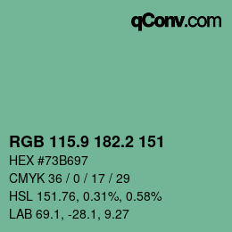 カラーコード: RGB 115.9 182.2 151 | qconv.com