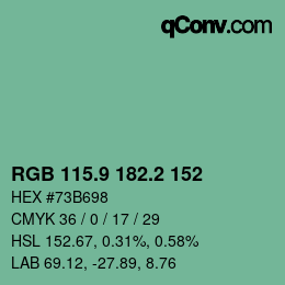 カラーコード: RGB 115.9 182.2 152 | qconv.com