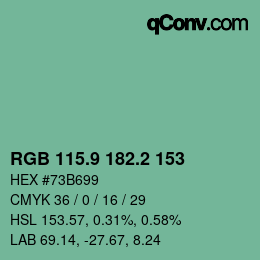 カラーコード: RGB 115.9 182.2 153 | qconv.com