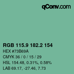 カラーコード: RGB 115.9 182.2 154 | qconv.com