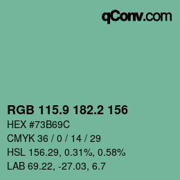 カラーコード: RGB 115.9 182.2 156 | qconv.com