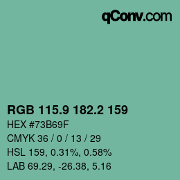 カラーコード: RGB 115.9 182.2 159 | qconv.com