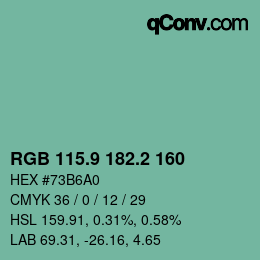 カラーコード: RGB 115.9 182.2 160 | qconv.com