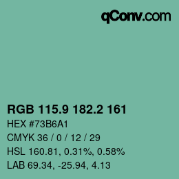 カラーコード: RGB 115.9 182.2 161 | qconv.com
