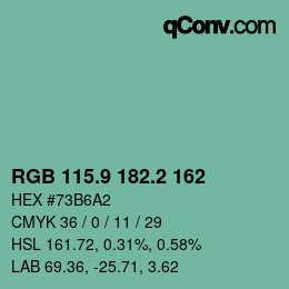 カラーコード: RGB 115.9 182.2 162 | qconv.com