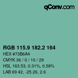 Color code: RGB 115.9 182.2 164 | qconv.com