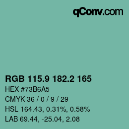 カラーコード: RGB 115.9 182.2 165 | qconv.com